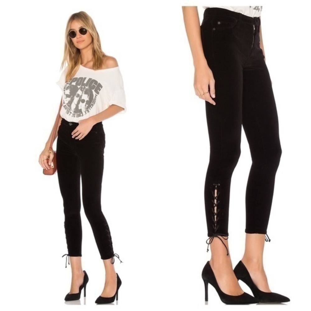 Hudson Velvet Nix High Rise Lace Up Ankle Jeans